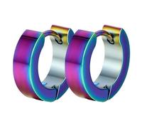 Orecchini a cerchio da uomo, in titanio bianco, geometria circolare, stile semplice per gioielli di compleanno, Farbe 3x9, Titanio, Nessuna pietra preziosa