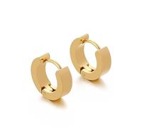 Orecchini a cerchio da uomo, in titanio bianco, geometria circolare, stile semplice per gioielli di compleanno, Gold 4x9, Titanio, Nessuna pietra preziosa