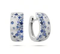 Orecchini a cerchio di lusso alla moda in argento, adatti per le donne, impreziositi da pietre di zirconia cubica blu, accessorio affascinante per celebrazioni e feste, anche un ottimo regalo di Natal