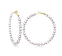 Orecchini a cerchio di perle per le donne Orecchini pendenti a goccia ipoallergenici a cerchio di piccole perle, orecchini aperti placcati in oro 14K Regalo di compleanno per donne