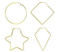 Orecchini a cerchio geometrici dorati, set di 4 paia con cerchio, quadrato, stella e diamante, gioielli alla moda da donna