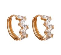 Orecchini a cerchio geometrici, rotondi, con zirconi, eleganti clip, design con zirconi brillanti, perfetti per il temperamento e la personalità, Taglia unica, lega di zinco, Nessuna pietra preziosa