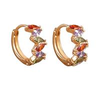 Orecchini a cerchio geometrici, rotondi, con zirconi, eleganti clip, design con zirconi brillanti, perfetti per il temperamento e la personalità, Taglia unica, lega di zinco, Nessuna pietra preziosa