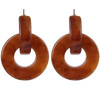 Orecchini a cerchio geometrico retrò Orecchini con motivo stampato in stile bohémien per il compleanno delle signore, marronIntelligenza pratica.