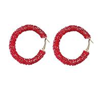 Orecchini a cerchio giganti avvolti in oro placcato, con strass, per donne e ragazze, in acciaio chirurgico, Taglia unica, Lega di acciaio, Nessuna pietra preziosa