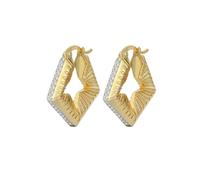 Orecchini a cerchio grandi, in oro a cerchio, da donna, con zirconi cubici, forma quadrata, 16 x 22 mm, per festa della mamma, gioielli, Forme carrée, zircone cubique, forme ronde, Rame, Zirconia