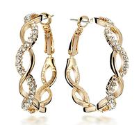 Orecchini a cerchio grandi rotondi forati placcati in oro 18K con zirconi per regali di compleanno da donna Everstone, dimensione: 4cm, colore: oro giallo