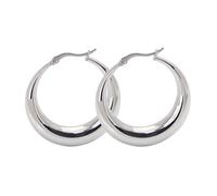 Orecchini a Cerchio Grossi in Oro 18 Carati per Donne Orecchini Grandi in Acciaio Inossidabile Orecchini a Cerchio Rotondi Huggie Orecchini a Tubo Cavo Orecchini Spessi (Argento)