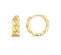 Orecchini A Cerchio Huggie In Link Lucido In Oro Giallo 14K Reale