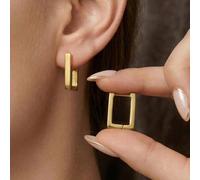 Orecchini a cerchio in acciaio inossidabile ipoallergenici, forma piccola di stella, rettangolo, cuore, triangolo, rombo, mezza luna, a U, per donne e uomini, minimalisti, leggeri, chunky, colori oro,