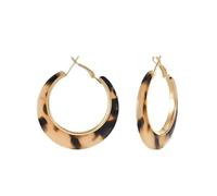 Orecchini a cerchio in acrilico con stampa leopardata retrò, orecchini a cerchio rotondi da donna, con grandi anelli per donna, Misura unica, Acciaio inossidabile, Zirconia cubica sintetica