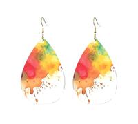 Orecchini a cerchio in acrilico per le donne orecchini pendenti in oro moda boho orecchini pendenti macchie di vernice acquerello schizzi argento ipoallergenico orecchini a goccia gioielli regalo San