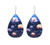 Orecchini a cerchio in acrilico per le donne orecchini pendenti in oro moda boho orecchini pendenti notte fiori di loto orecchini a goccia in argento ipoallergenico gioielli regalo San Valentino, One