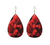 Orecchini a cerchio in acrilico per le donne orecchini pendenti in oro moda boho orecchini pendenti fiore rosso su nero argento ipoallergenico orecchini a goccia gioielli regalo San Valentino, One