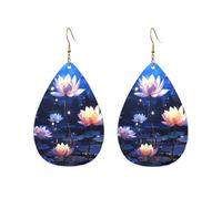 Orecchini a cerchio in acrilico per le donne orecchini pendenti in oro moda boho orecchini pendenti notte fiori di loto orecchini a goccia in argento ipoallergenico gioielli regalo San Valentino, One