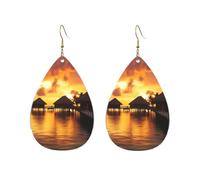 Orecchini a cerchio in acrilico per le donne orecchini pendenti in oro moda boho orecchini pendenti Tahiti Resort tramonto Peel argento ipoallergenico orecchini a goccia gioielli regalo San Valentino