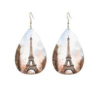 Orecchini a cerchio in acrilico per le donne orecchini pendenti oro moda boho goccia orecchini acquerello Parigi ipoallergenico argento orecchini a goccia gioielli regalo San Valentino, One Size