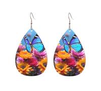 Orecchini a cerchio in acrilico per le donne orecchini pendenti oro moda boho goccia orecchini colorati farfalla fiore ipoallergenico argento orecchini a goccia gioielli regalo San Valentino, One Size