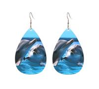 Orecchini a cerchio in acrilico per le donne orecchini pendenti oro moda boho goccia orecchini due delfini nell'acqua ipoallergenico argento orecchini a goccia gioielli regalo San Valentino, One Size