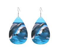 Orecchini a cerchio in acrilico per le donne orecchini pendenti oro moda boho goccia orecchini due delfini nell'acqua ipoallergenico argento orecchini a goccia gioielli regalo San Valentino, One Size