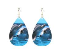 Orecchini a cerchio in acrilico per le donne orecchini pendenti oro moda boho goccia orecchini due delfini nell'acqua ipoallergenico argento orecchini a goccia gioielli regalo San Valentino, One Size
