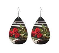 Orecchini a cerchio in acrilico per le donne orecchini pendenti oro moda boho goccia orecchini pendenti rosa rossa su pianoforte argento ipoallergenico orecchini a goccia gioielli regalo San Valentino