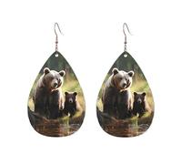 Orecchini a cerchio in acrilico per le donne orecchini pendenti oro moda boho goccia orecchini pendenti madre orsi marroni proteggere cuccioli argento ipoallergenico orecchini a goccia gioielli regalo