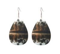 Orecchini a cerchio in acrilico per le donne orecchini pendenti oro moda boho goccia orecchini pendenti alberi riflesso su un lago argento ipoallergenico orecchini a goccia gioielli regalo San