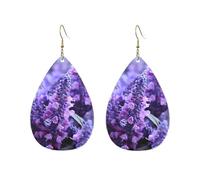 Orecchini a cerchio in acrilico per le donne orecchini pendenti oro moda boho goccia orecchini pendenti viola lavanda fiori colorati argento ipoallergenico orecchini a goccia gioielli regalo San