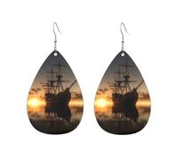 Orecchini a cerchio in acrilico per le donne orecchini pendenti oro moda boho goccia orecchini pendenti nave nel lago tramonto argento ipoallergenico orecchini a goccia gioielli regalo San Valentino