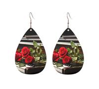 Orecchini a cerchio in acrilico per le donne orecchini pendenti oro moda boho goccia orecchini pendenti rosa rossa su pianoforte argento ipoallergenico orecchini a goccia gioielli regalo San Valentino