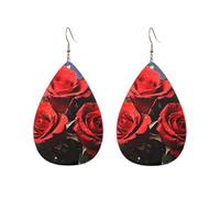 Orecchini a cerchio in acrilico per le donne orecchini pendenti oro moda boho goccia orecchini romantici rose rosse ipoallergeniche argento orecchini a goccia gioielli regalo San Valentino, One Size