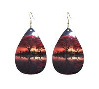 Orecchini a cerchio in acrilico per le donne orecchini pendenti oro moda boho goccia orecchini rosso albero lago luna argento ipoallergenico orecchini a goccia gioielli regalo San Valentino, One Size