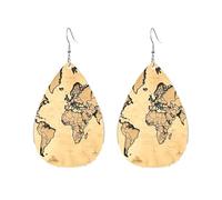Orecchini a cerchio in acrilico per le donne orecchini pendenti oro moda boho goccia orecchini vintage mappa del mondo ipoallergenico argento orecchini a goccia gioielli regalo San Valentino, One Size