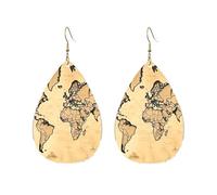 Orecchini a cerchio in acrilico per le donne orecchini pendenti oro moda boho goccia orecchini vintage mappa del mondo ipoallergenico argento orecchini a goccia gioielli regalo San Valentino, One Size