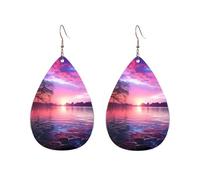 Orecchini a cerchio in acrilico per le donne orecchini pendenti oro moda boho goccia orecchini viola tramonto sull'acqua ipoallergenico argento orecchini a goccia gioielli regalo San Valentino, One
