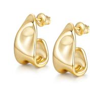 Orecchini a cerchio in argento 925 da donna, ipoallergenici, placcati in oro 14 carati, a goccia, spessi, in argento 925, per donne, gioielli alla moda, klein, Placcato oro, Nessuna pietra preziosa