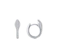 Orecchini a cerchio in argento 925, da donna, stile moderno, serpente, zirconia cubica, forma rotonda, argento