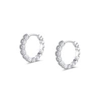 Orecchini a cerchio in argento 925, eleganti, rotondi, con zirconi, da donna, alla moda, per il compleanno