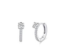 Orecchini a cerchio in argento 925, eleganti, rotondi, con zirconi, da donna, alla moda, per il compleanno