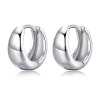 Orecchini a cerchio in argento 925, piccoli orecchini a cerchio in oro, larghi e leggeri, per donne, ragazze, uomini, 8 mm/10 mm/12 mm, 12 mm, Oro bianco