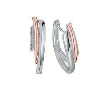 Orecchini a cerchio in argento 925 rodiato e parzialmente dorato rosa con 14 ...