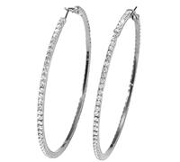 Orecchini a cerchio in argento da 10 cm con intarsio di zirconi, grandi orecchini rotondi da donna, ipoallergenici e confortevoli, ideali per ogni occasione