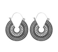 Orecchini a cerchio in argento da donna, etnici, smaltati, in ottone, One Size, Metallo, Non pietra preziosa