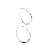Orecchini a cerchio in argento da donna, ipoallergenici, senza nichel, ovali, leggeri, regalo per tutti i giorni, Misura unica, Acciaio inossidabile, Nessuna pietra preziosa