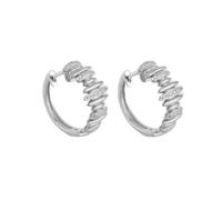 Orecchini a cerchio in argento sterling 925, 18,5 mm, con dettagli a eclissi e una combinazione di zirconi cubici lisci.