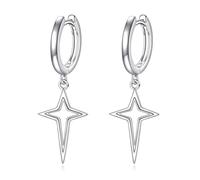 Orecchini a cerchio in argento Sterling 925, a forma di croce, per donne, ragazze, uomini, ragazzi, donne, ragazze, ragazze, ragazzi, uomini e donne, MEDIUM, Argento sterling, No