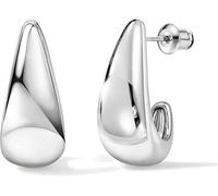 Orecchini a Cerchio in Argento Sterling 925 Chunky Huggie Da Donna, Placcati in