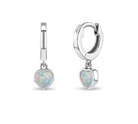 Orecchini a cerchio in argento Sterling 925 con finto opale a forma di cuore, per ragazze, piccoli e delicati orecchini a cerchio con dettagli a forma di cuore, per ragazze, piccoli orecchini pendenti