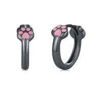 Orecchini a cerchio in argento Sterling 925 con impronta di zampa nera, gioielli per cani e gatti, regali per donne e ragazze amanti degli animali domestici